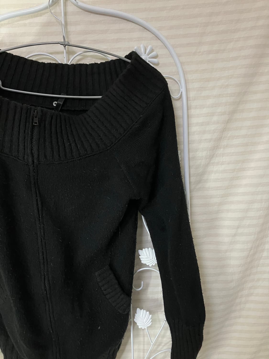 빈티지 블랙 오프숄더 니트 집업 y2k 스트릿 갸루 펑키 일본빈티지664 상품이미지1