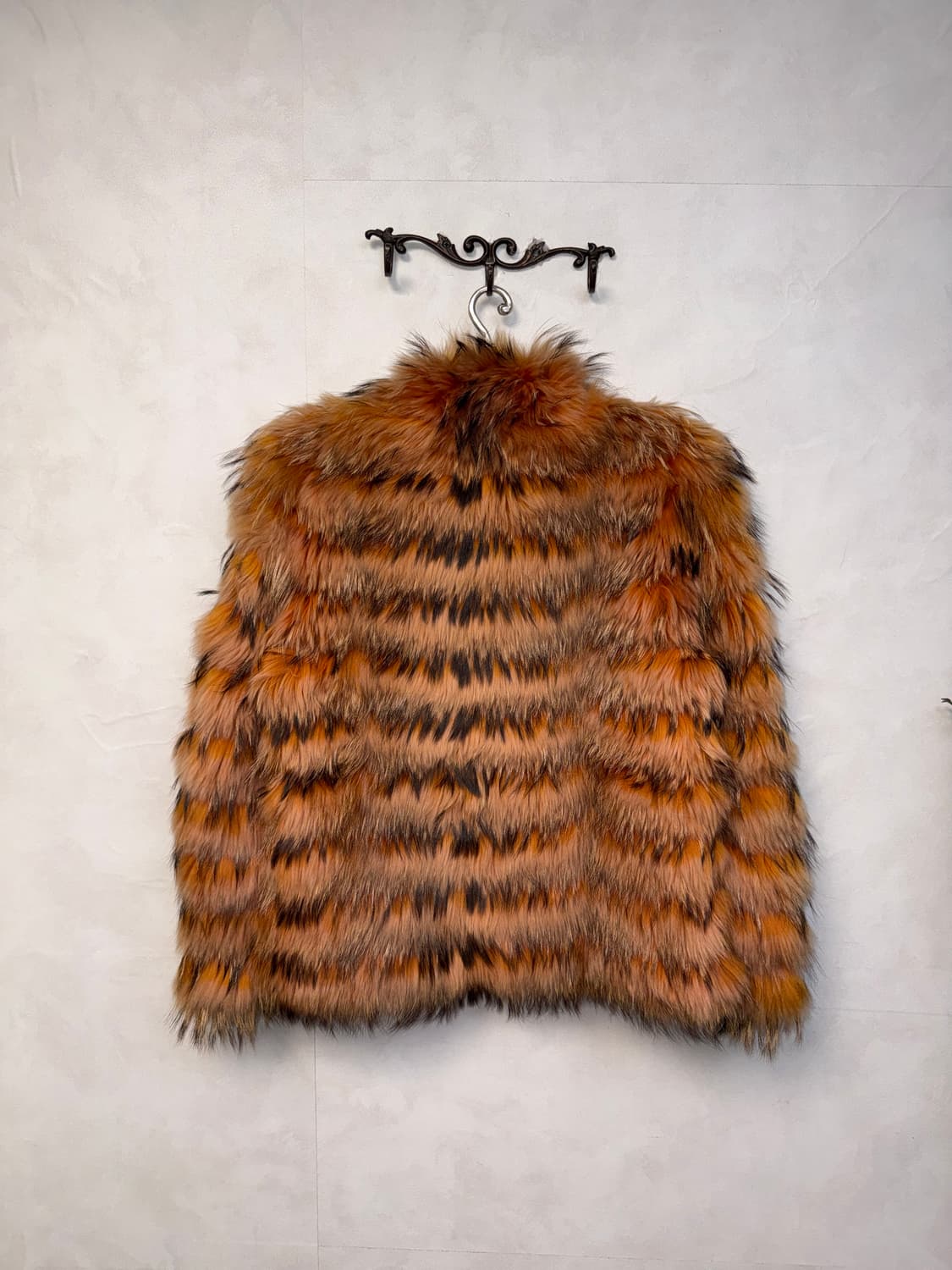 Mixed orange brown fox fur jacket  상품이미지3