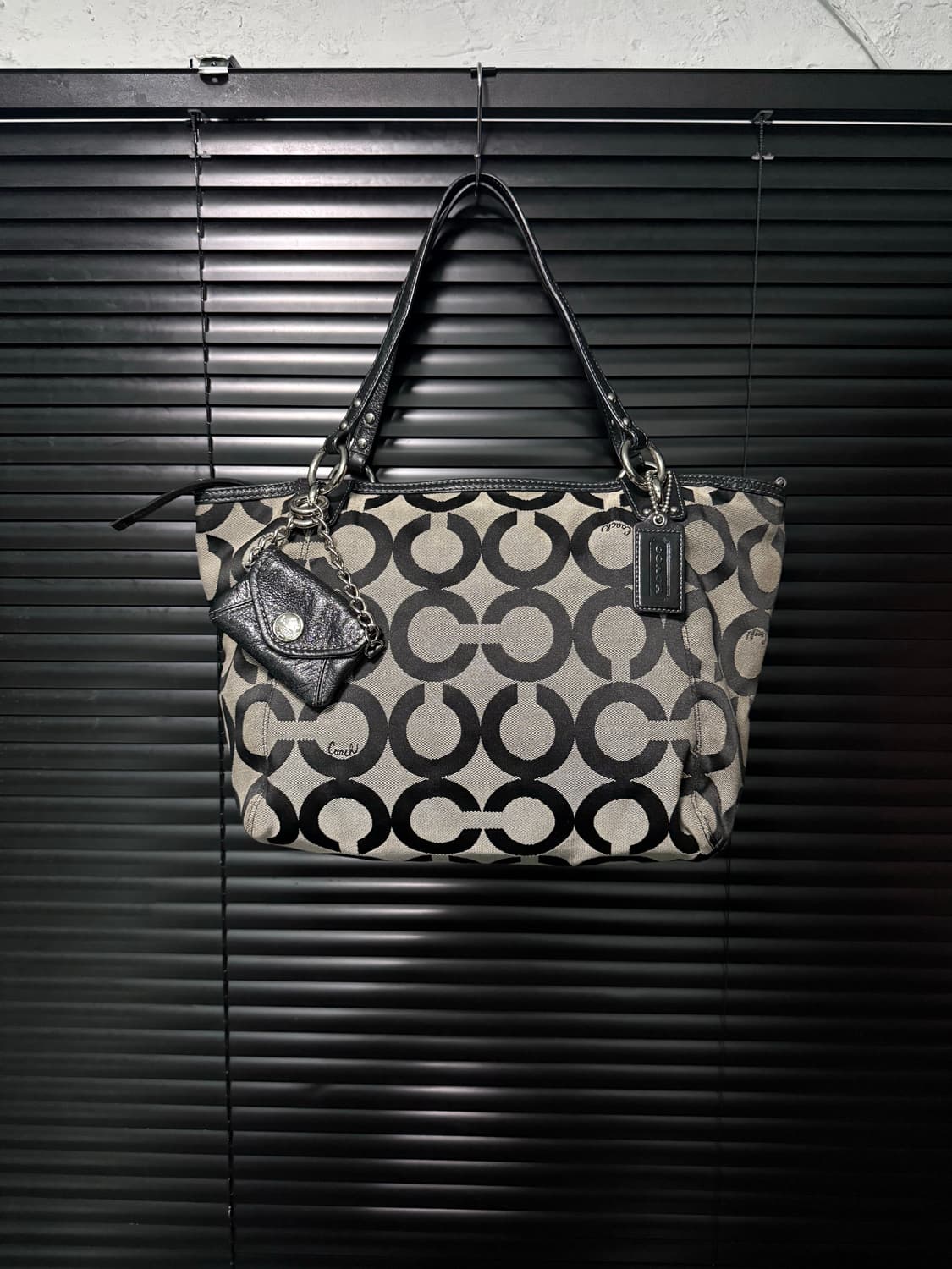 코치 블랙 캔버스 가죽 쇼퍼백 숄더백 토드백 가방 빈티지 명품 웨스턴 상품이미지3