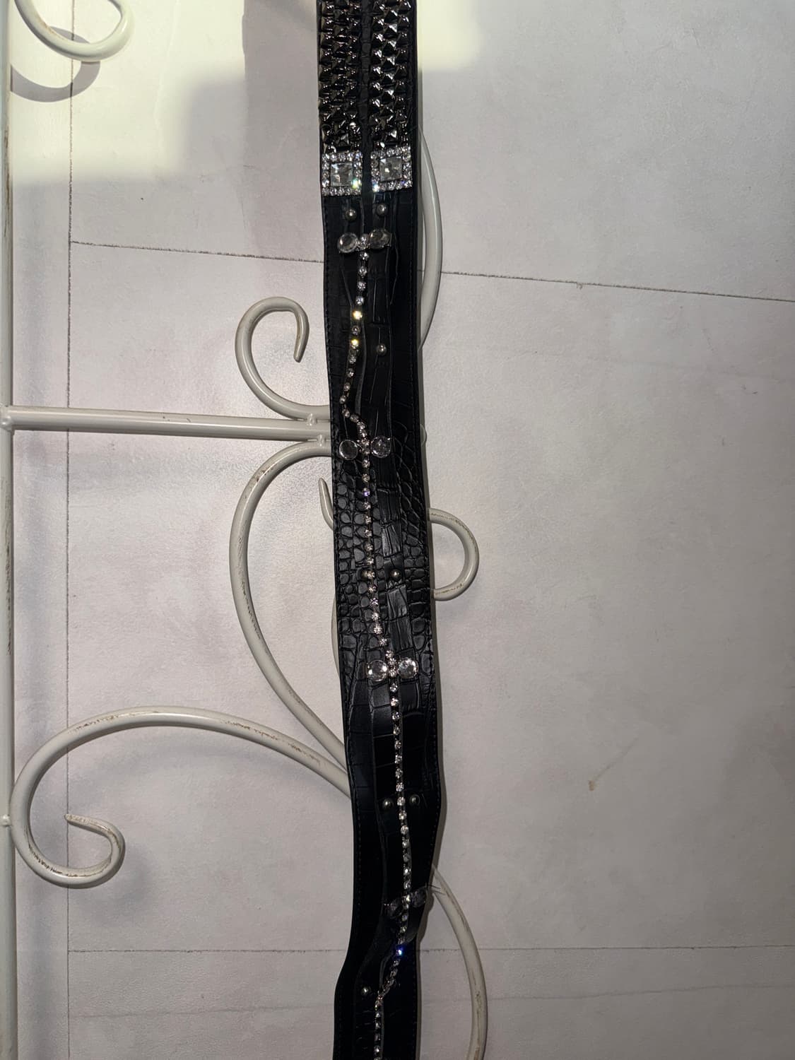 Black cubic clover buckle belt 상품이미지5
