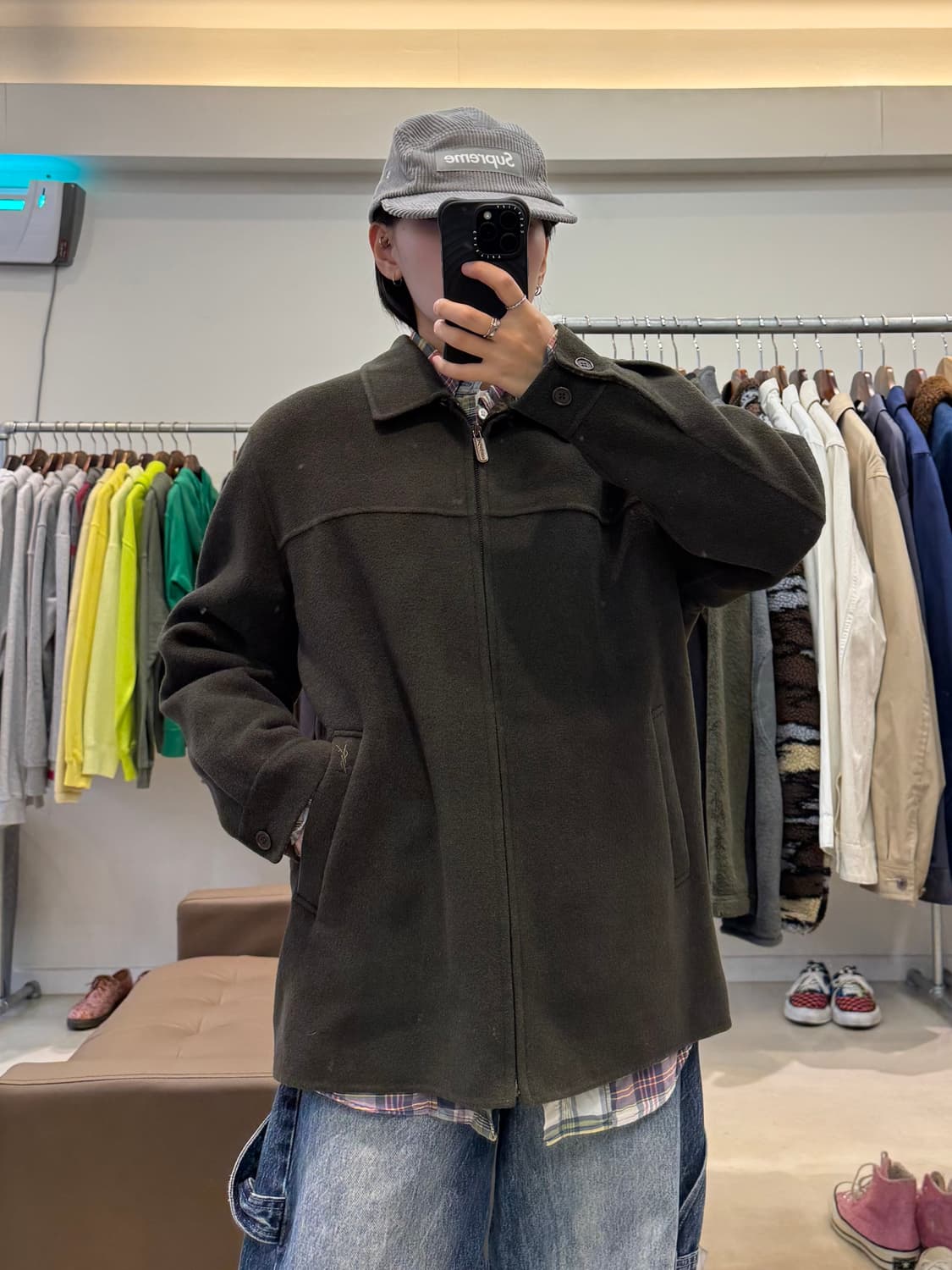 입생로랑 자수 로고 퍼 카라 모직 블루종 자켓 상품이미지7