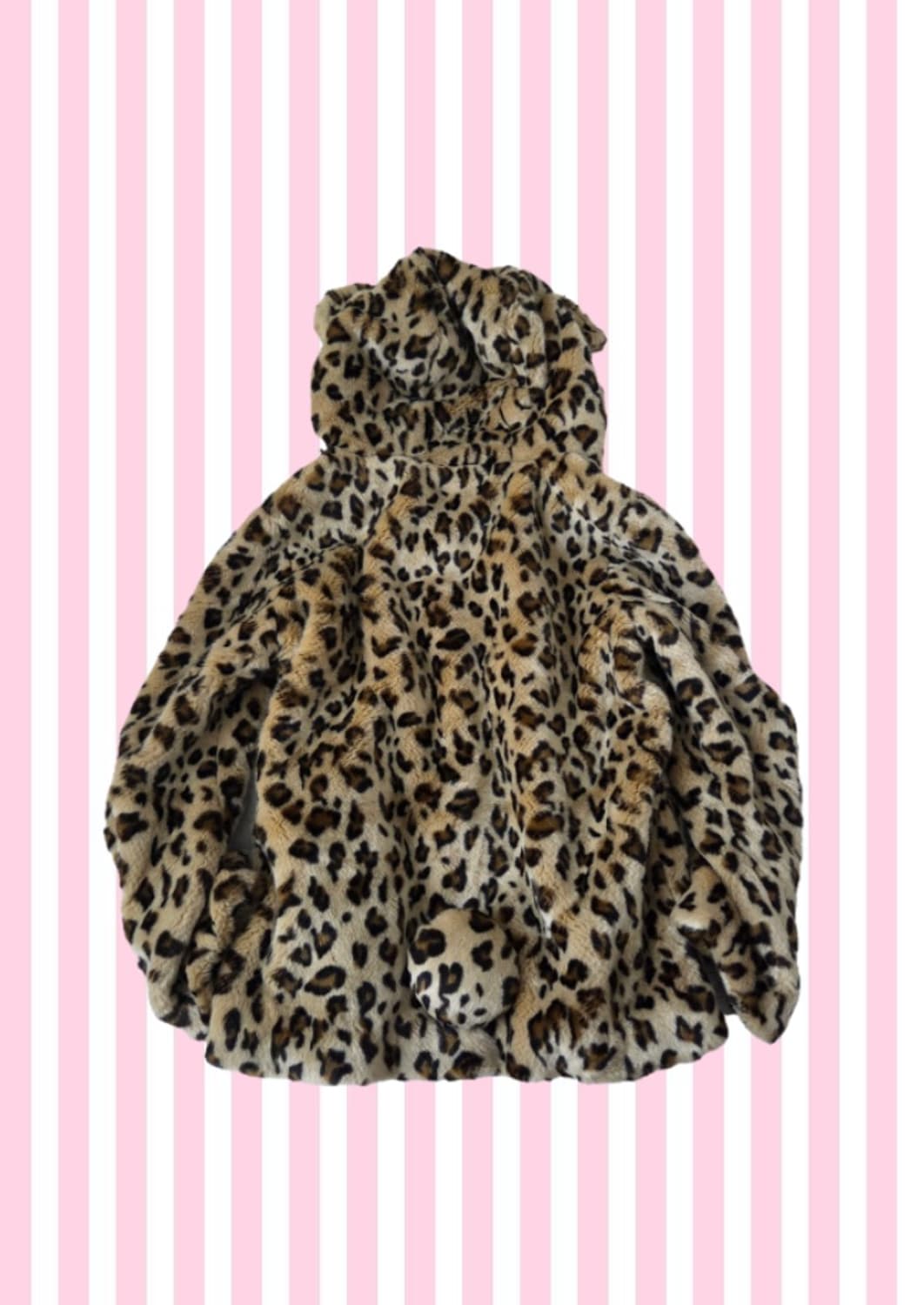 W♡C 갸루 쿠마미미 곰돌이귀 호피 레오파드 후드집업 상품이미지2