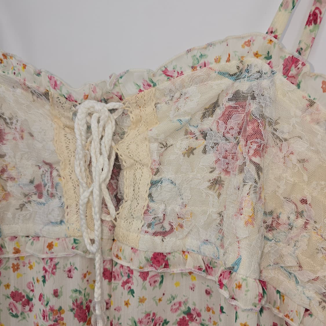 일본 빈티지 플라워 롱 원피스 레이스 디테일 상품이미지4