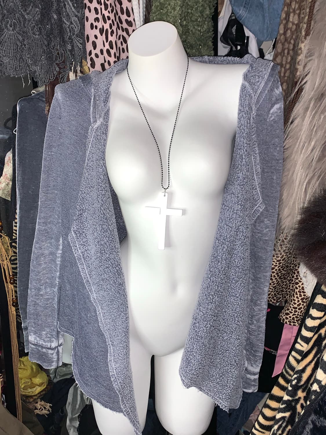 데님st 그런지 기모후드 가디건 상품이미지1