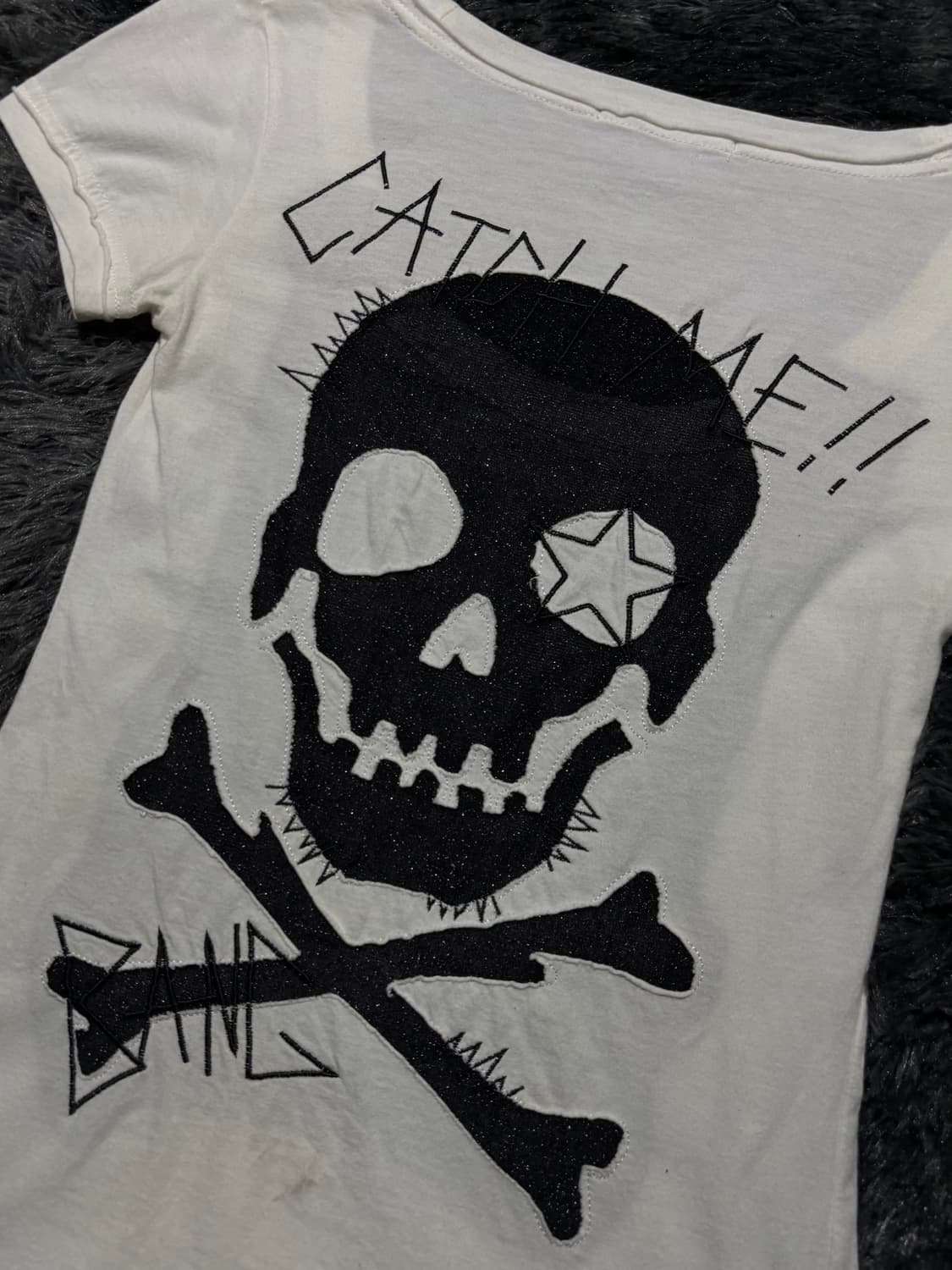 ghost of harlem 레터링 등판 해골 패치 반팔 상품이미지4