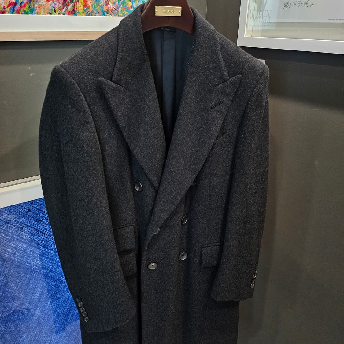 톰포드  울 더블 브레스티드 챠콜 코트 상품이미지2