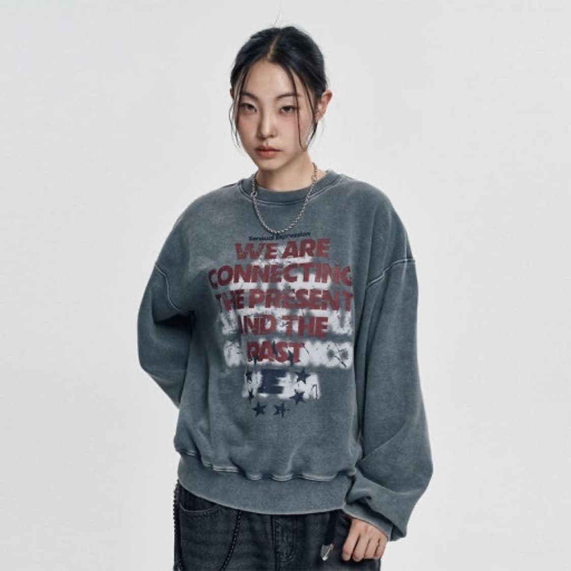 이지노이지 빈티지 워싱 프린팅 맨투맨 상품이미지1