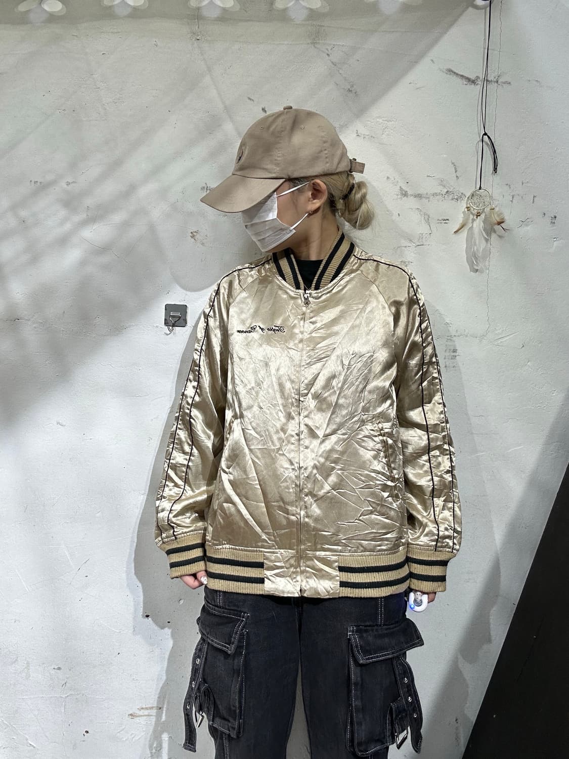 일본 빈티지 베이지 오버핏 자켓 봄버 잠바 M 상품이미지2