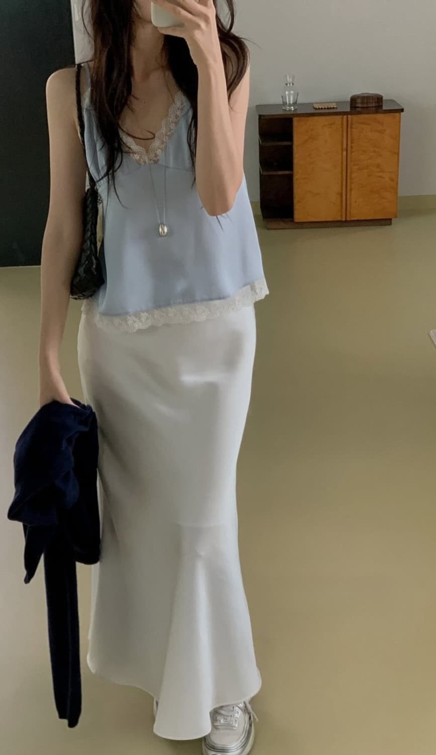 미엘miel 새틴롱스커트m 새상품 상품이미지6