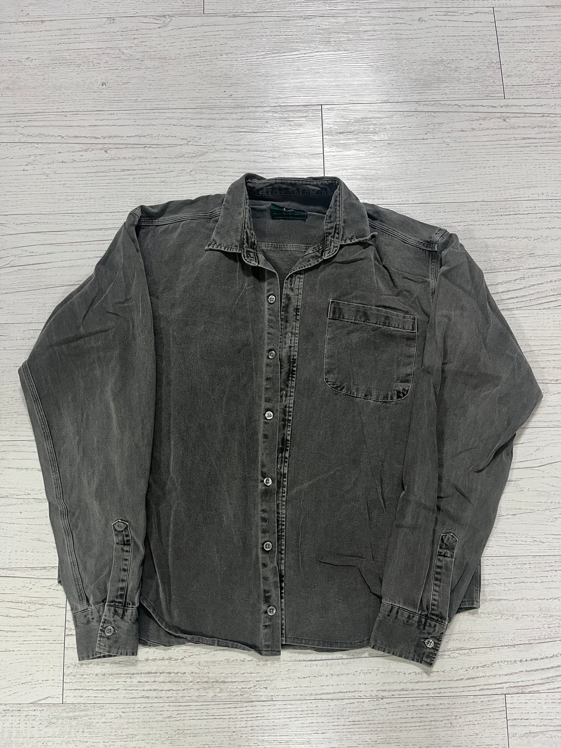 빈티지 워싱 긴팔 셔츠 그레이 상품이미지1