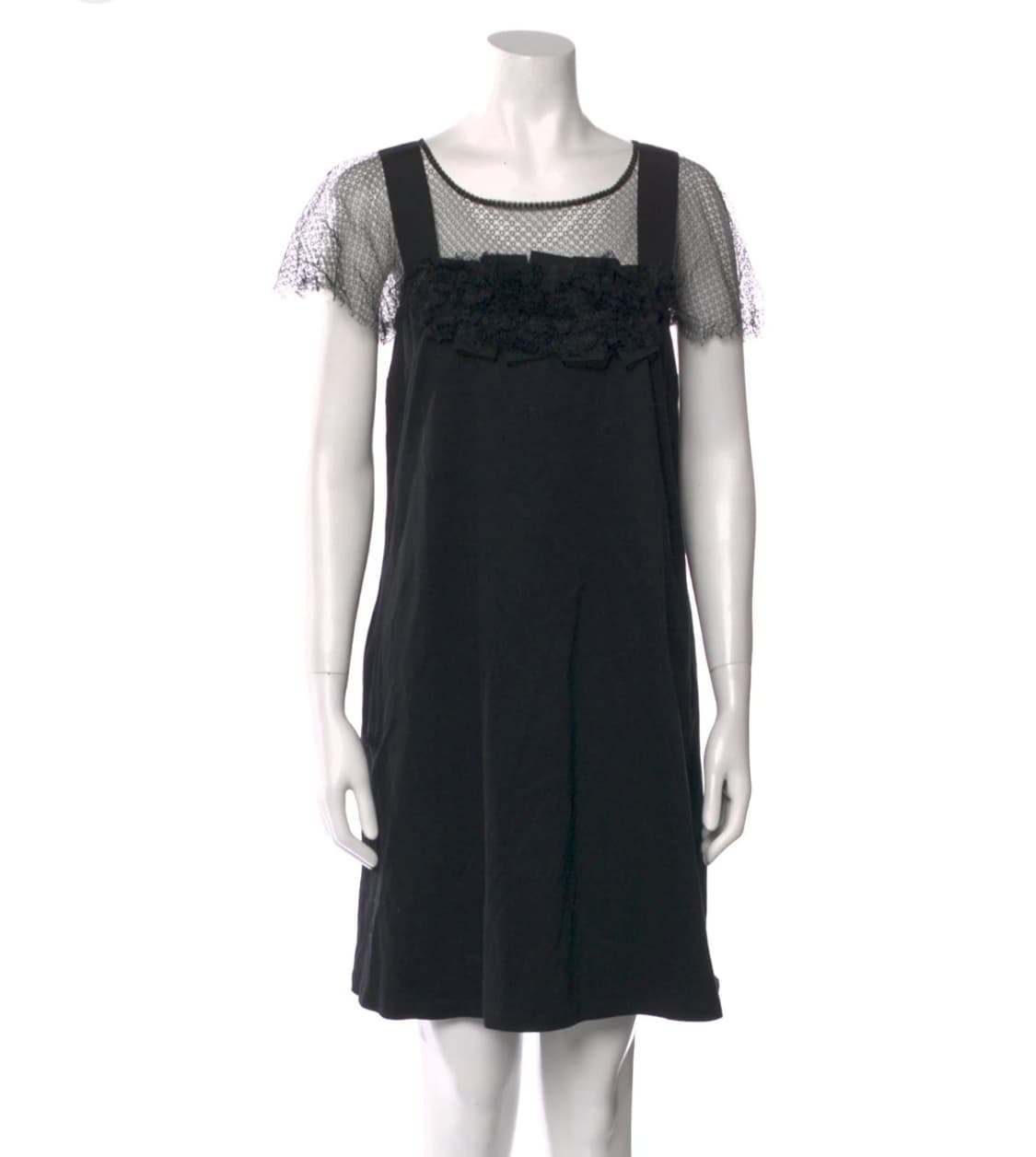 레드발렌티노 일본판 고전빈티지)블랙 레이스 러플 로맨틱 원피스 상품이미지1