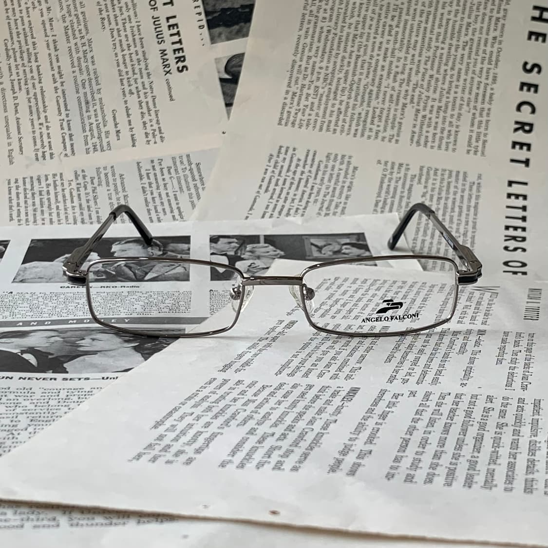 856 실버&골드 데드스탁 빈티지 슬림 메탈 사각 남녀공용 픽키안경 상품이미지1