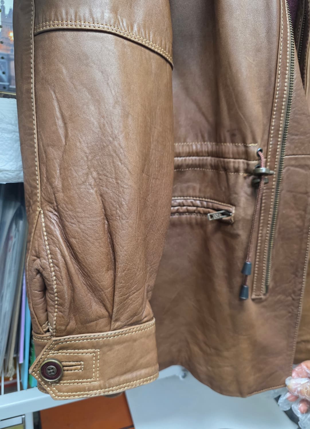 카스토리아 남성 사파리 양가죽자켓 105~슬림110 빈티지 레더 XD73 상품이미지5