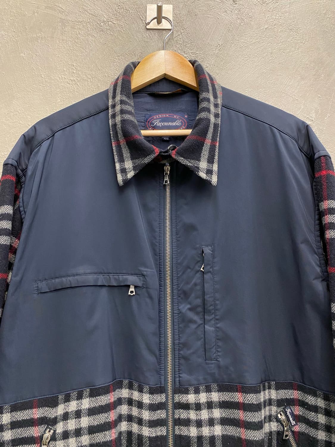 [105] 90s Faconnable 파소나블 아카이브 체크 집업 자켓 상품이미지2