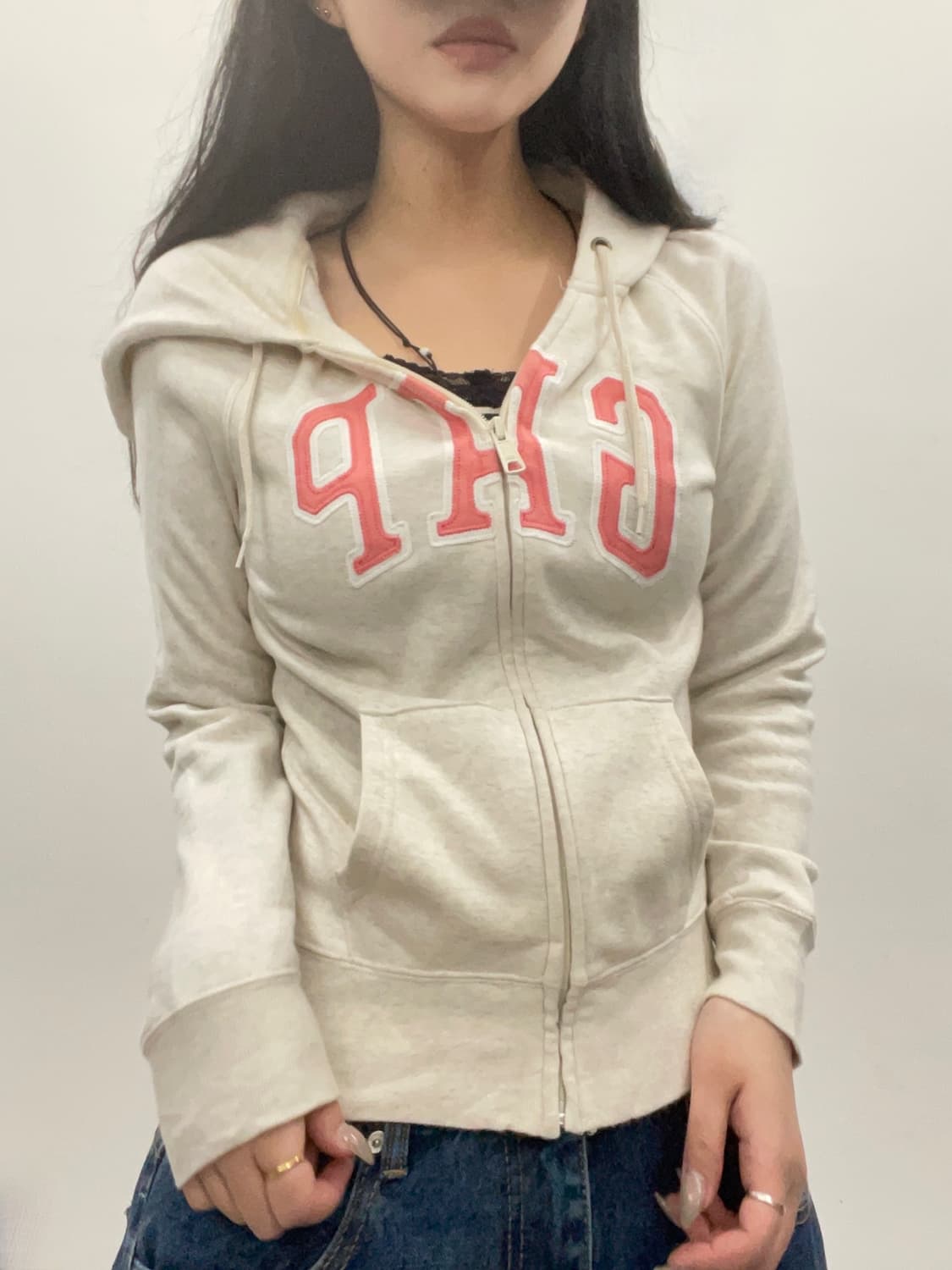 GAP beige & baby pink hoodie zip-up 상품이미지2