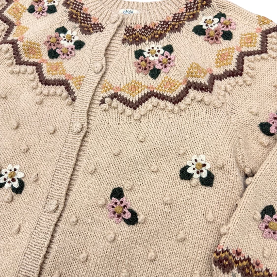 JPN 빈티지 패턴 폼폼이 플라워 울 니트 가디건  상품이미지6