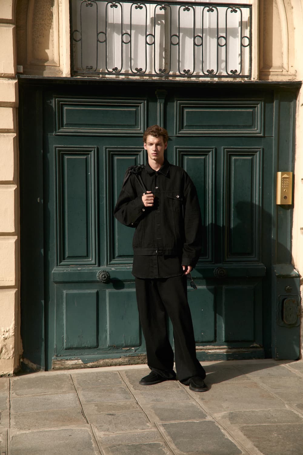 STU 엠보 와이드 데님 팬츠 블랙 상품이미지4