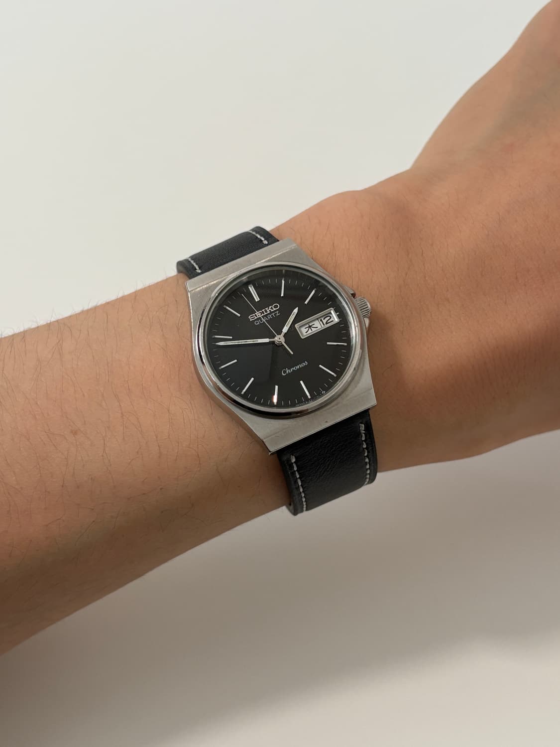 80s chronos black dial silver quartz 상품이미지3