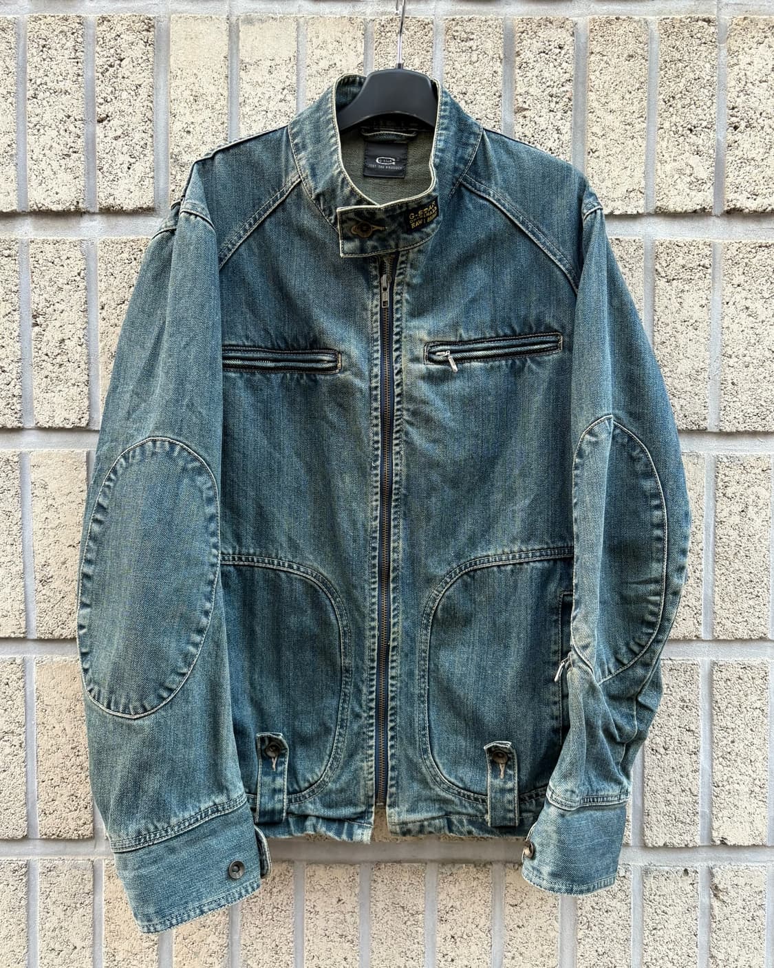 지스타 로우 워싱 그런지 데님 바이커자켓 상품이미지2