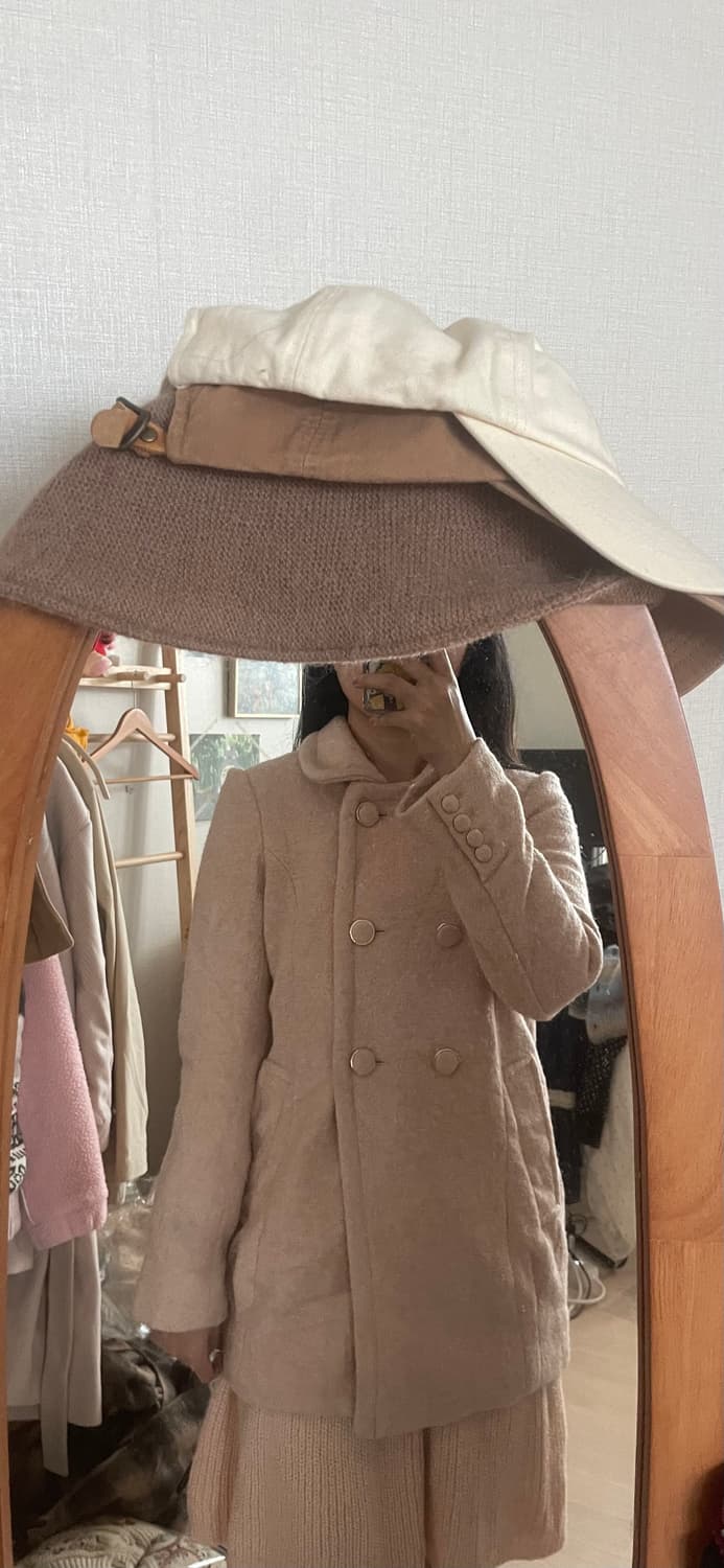 모리걸 빈티지 핑크 퍼 카라 숏코트 상품이미지7