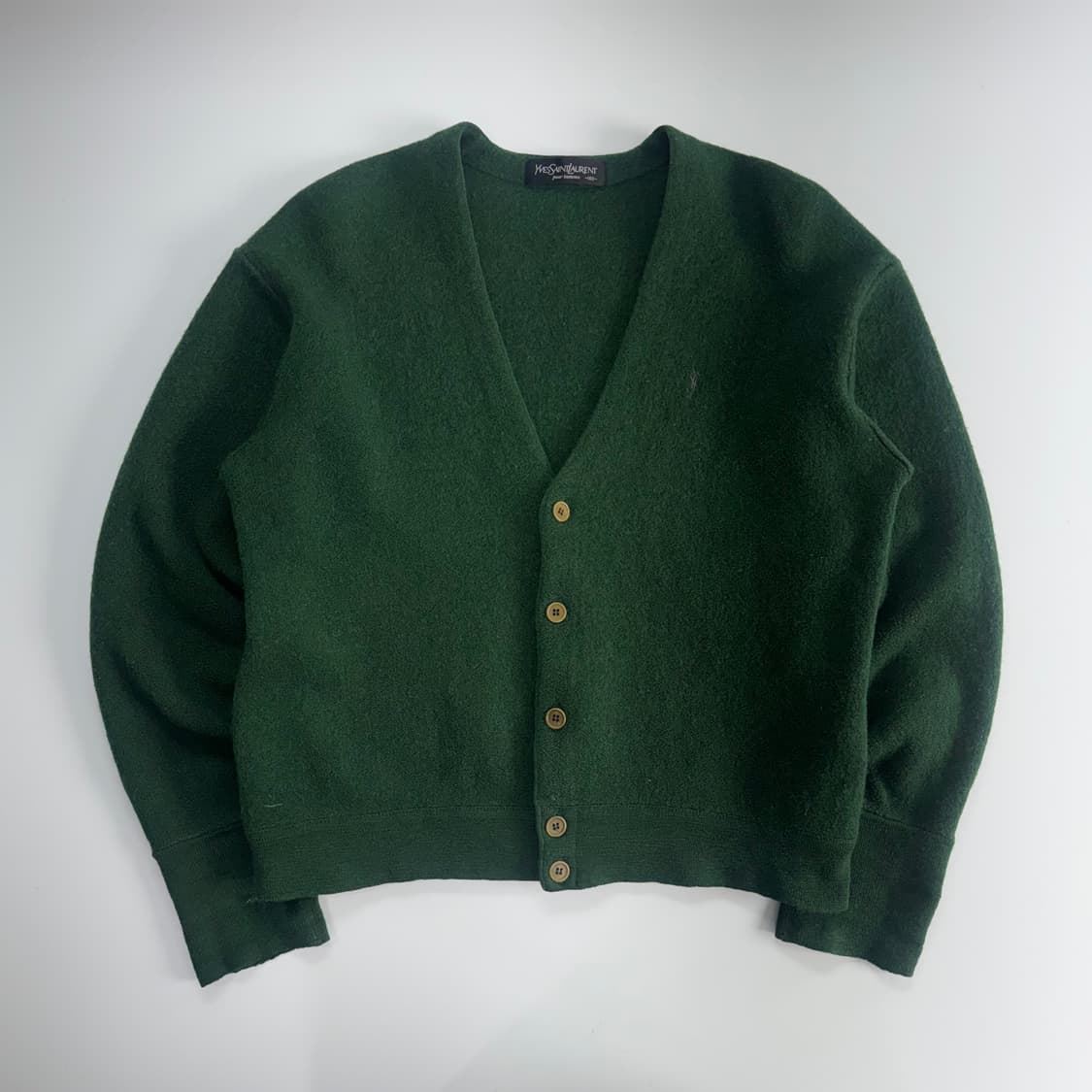 Ysl 입생로랑 스몰로고 그린 니트 가디건 상품이미지3
