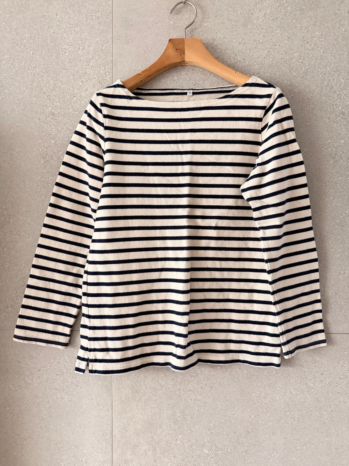 무인양품 여성 스트라이프 긴팔 티셔츠 보트넥 상품이미지1
