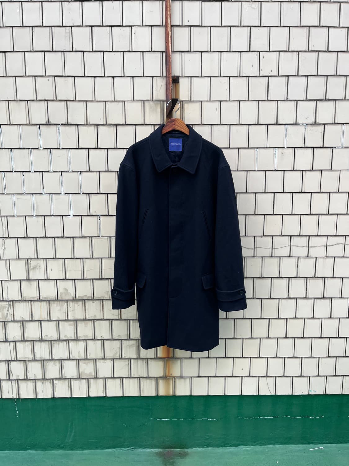 Japan made 발마칸 네이비 울혼방 코트 상품이미지1