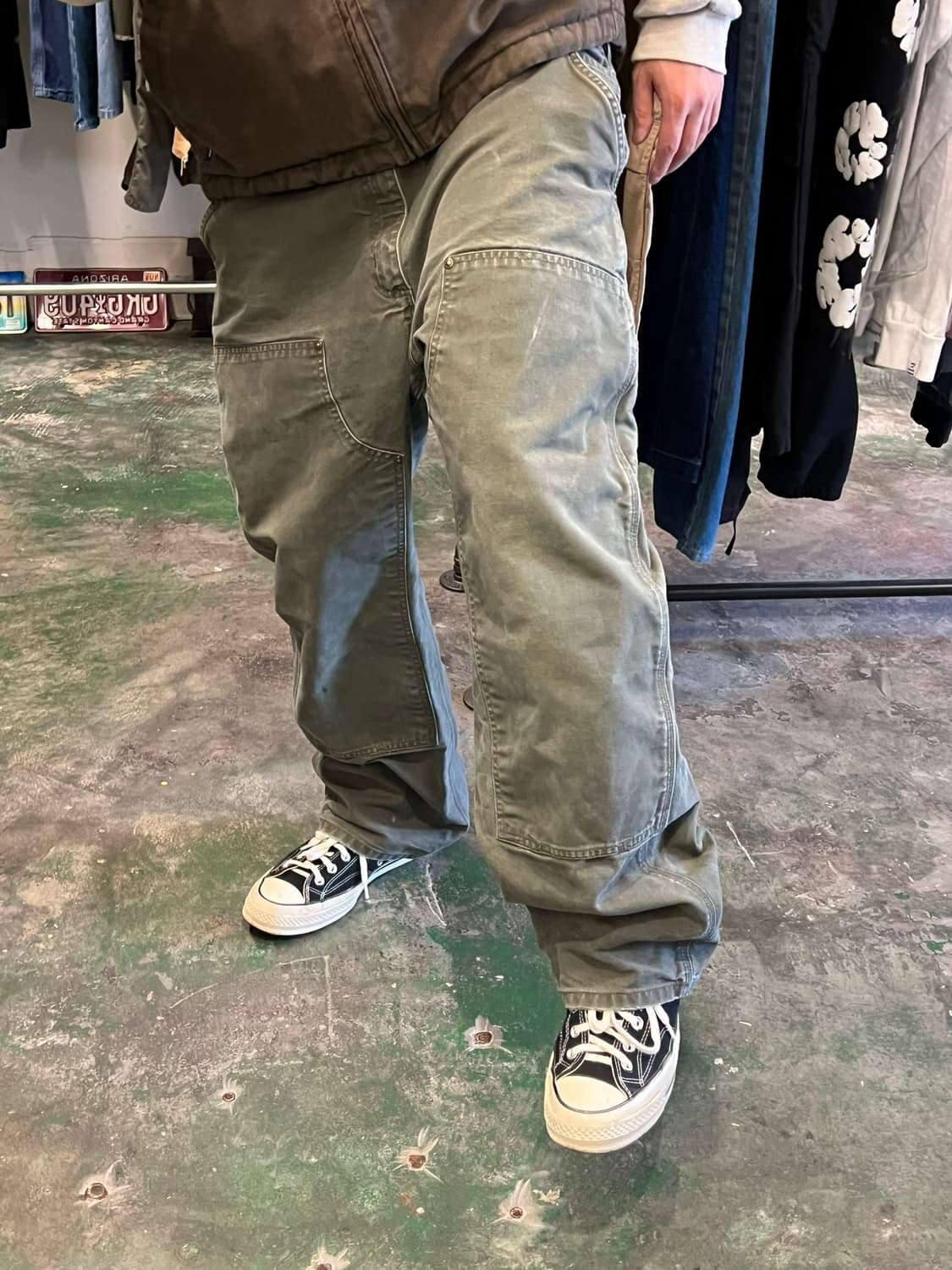 00s [38x30] 칼하트 더블니 모스 그린 워크팬츠 B136 MOS 상품이미지10