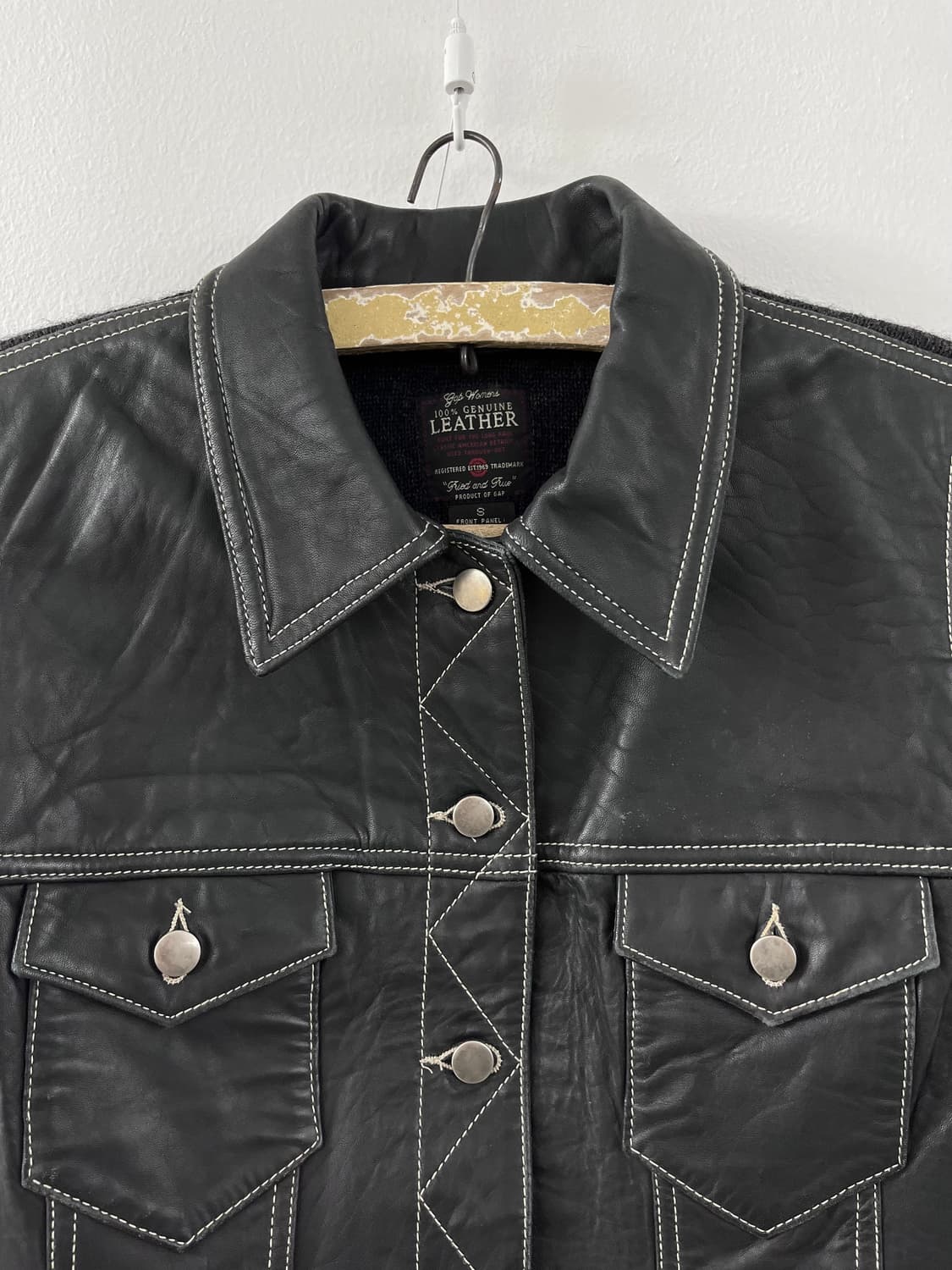 90s Gap 빈티지 올드 갭 트러커 레더 베스트 가죽 상품이미지4