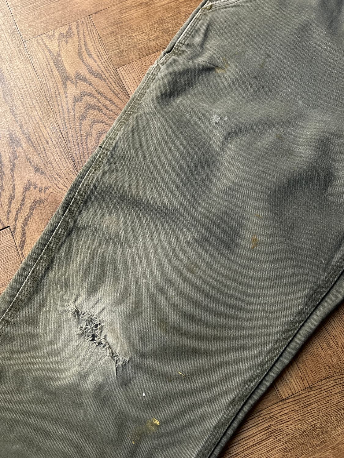 [38]칼하트 USA 모스그린 싱글니 빈티지 워싱 워크팬츠 상품이미지5