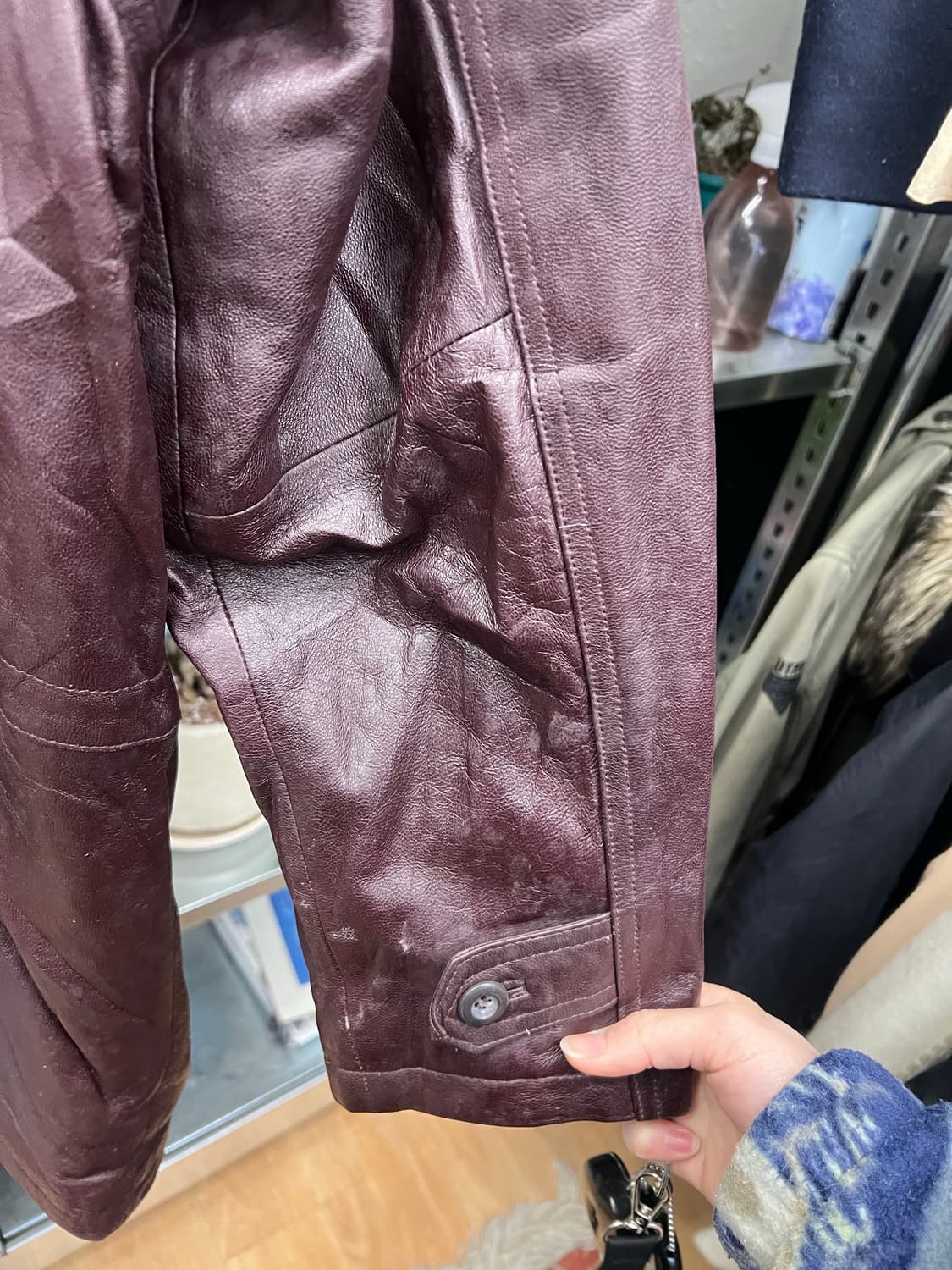 Vintage Brown Leather Half Coat 상품이미지9