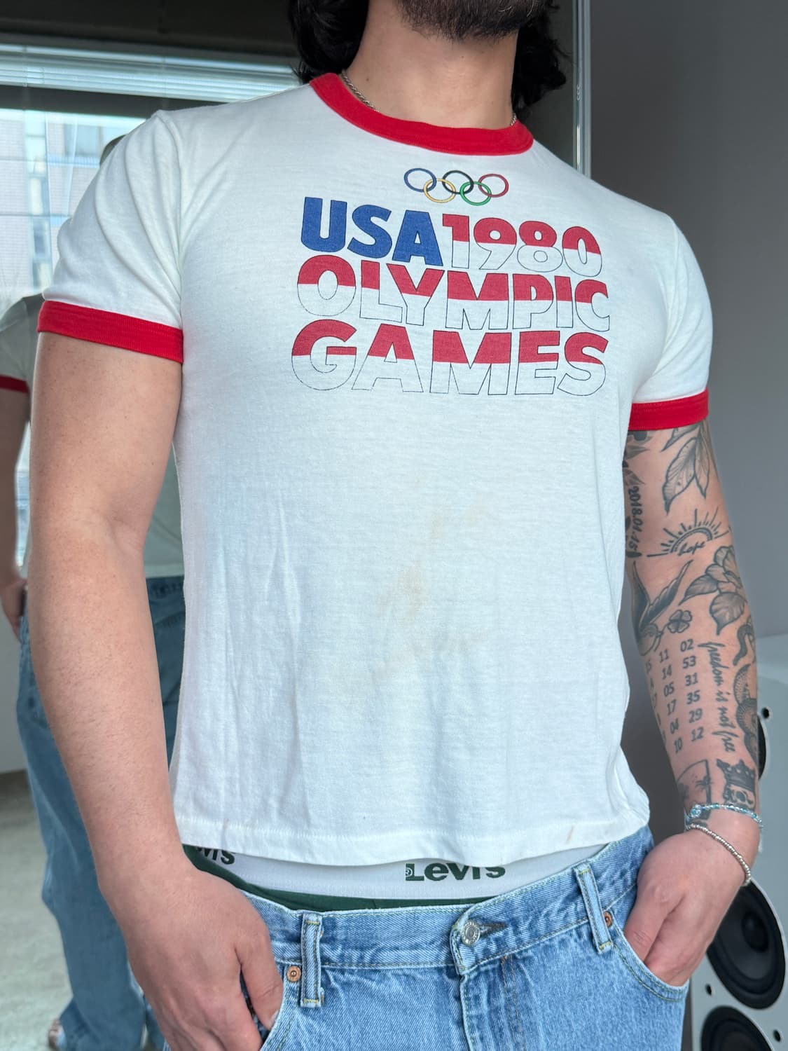 80‘s 빈티지 리바이스 USA 1980 올림픽 링거 티셔츠 상품이미지6