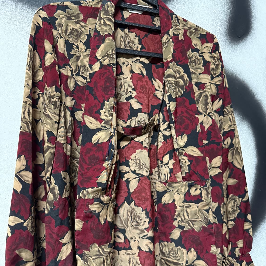 VTG 빈티지 숄 카라 더블버튼 플라워 자카트 패턴 블라우스 상품이미지5
