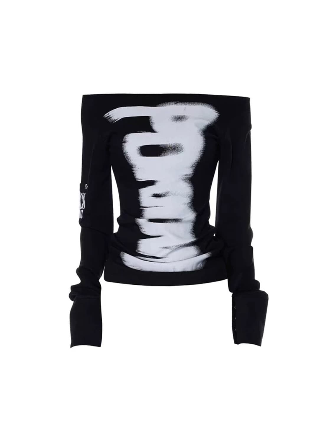 그래피티 슬림핏 오프숄더 긴팔 티셔츠 상품이미지4