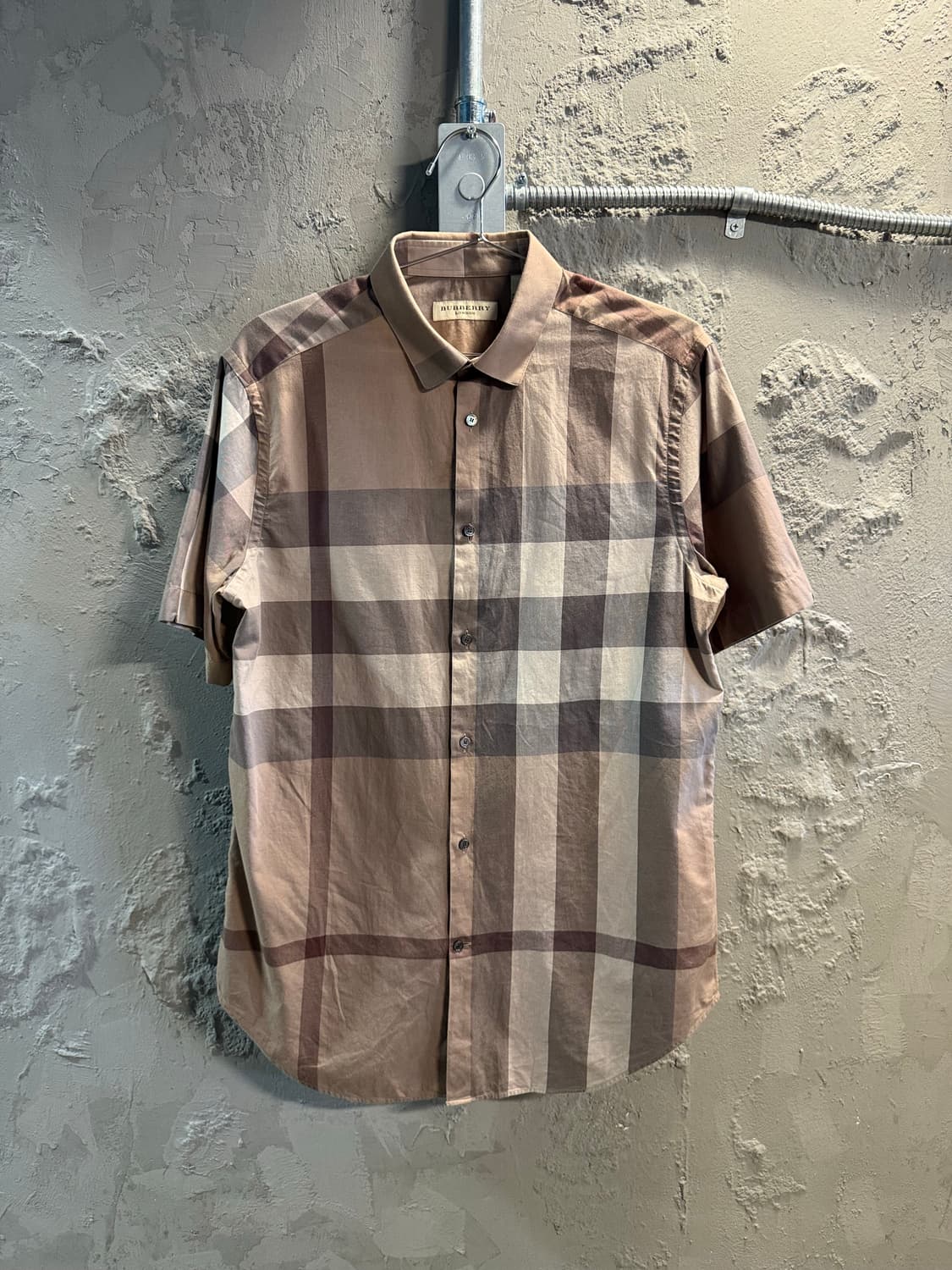 버버리 BURBERRY 런던 체크 반팔 셔츠 베이지 M 상품이미지1