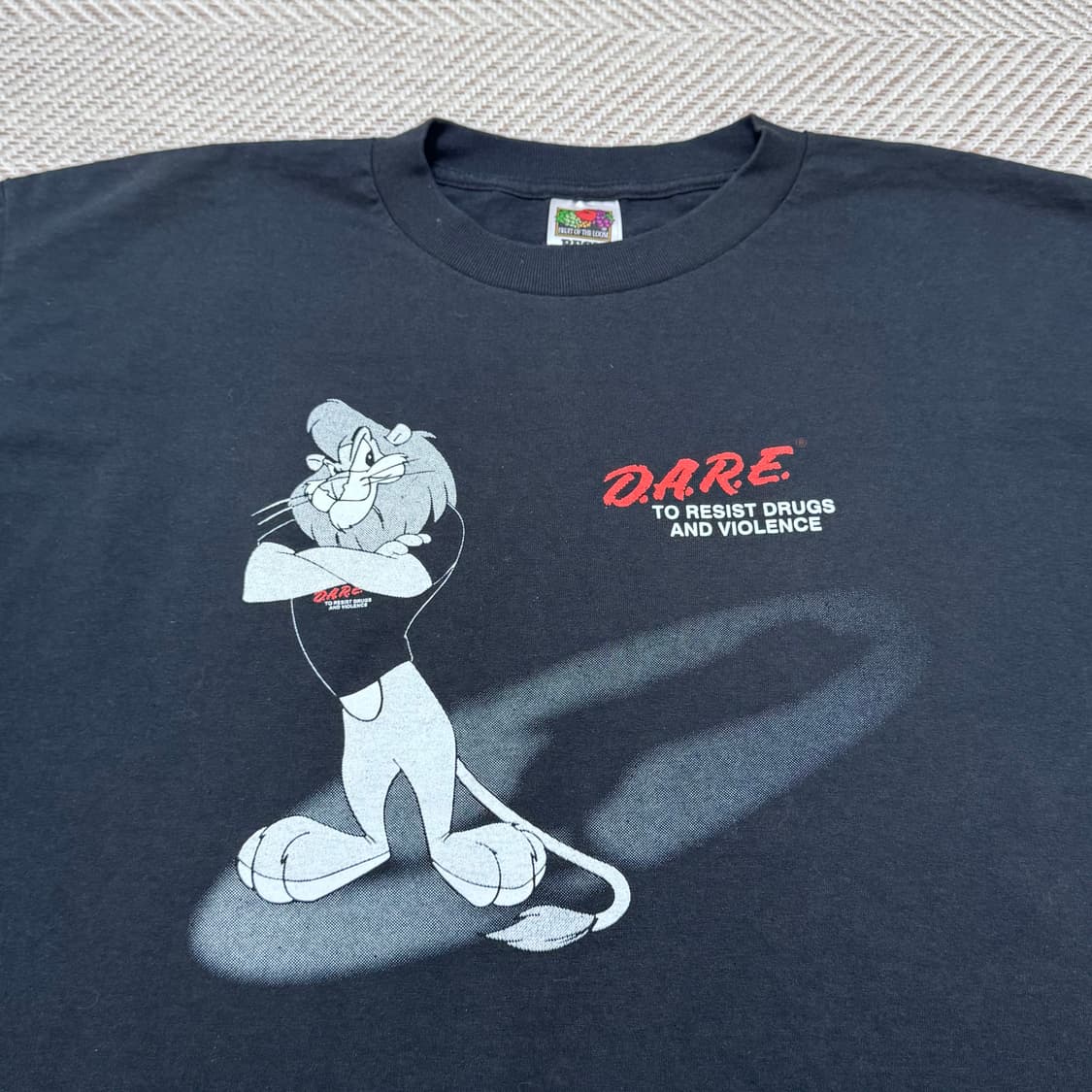 (XL) 90s 빈티지 DARE 라이언 블랙 티셔츠 후룻 상품이미지2