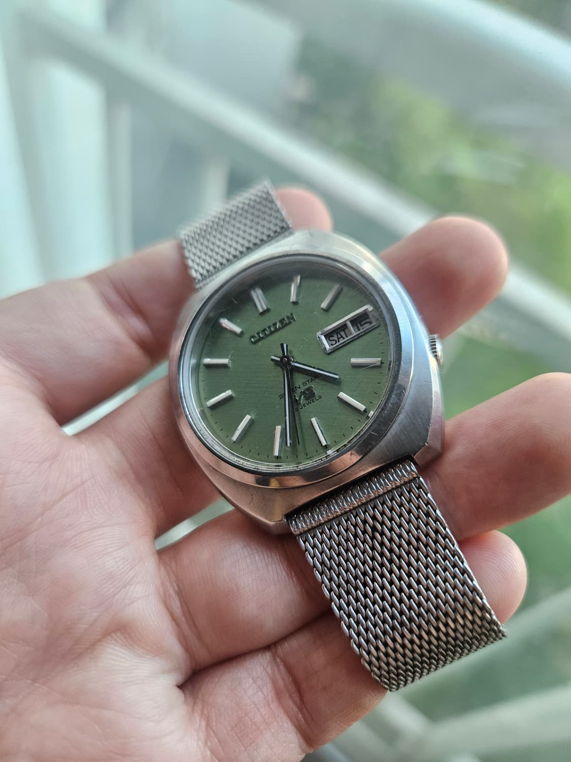 1970s 시티즌 세븐스타 V2 (레어 그린 린넨 다이얼) 빈티지 시계 상품이미지2