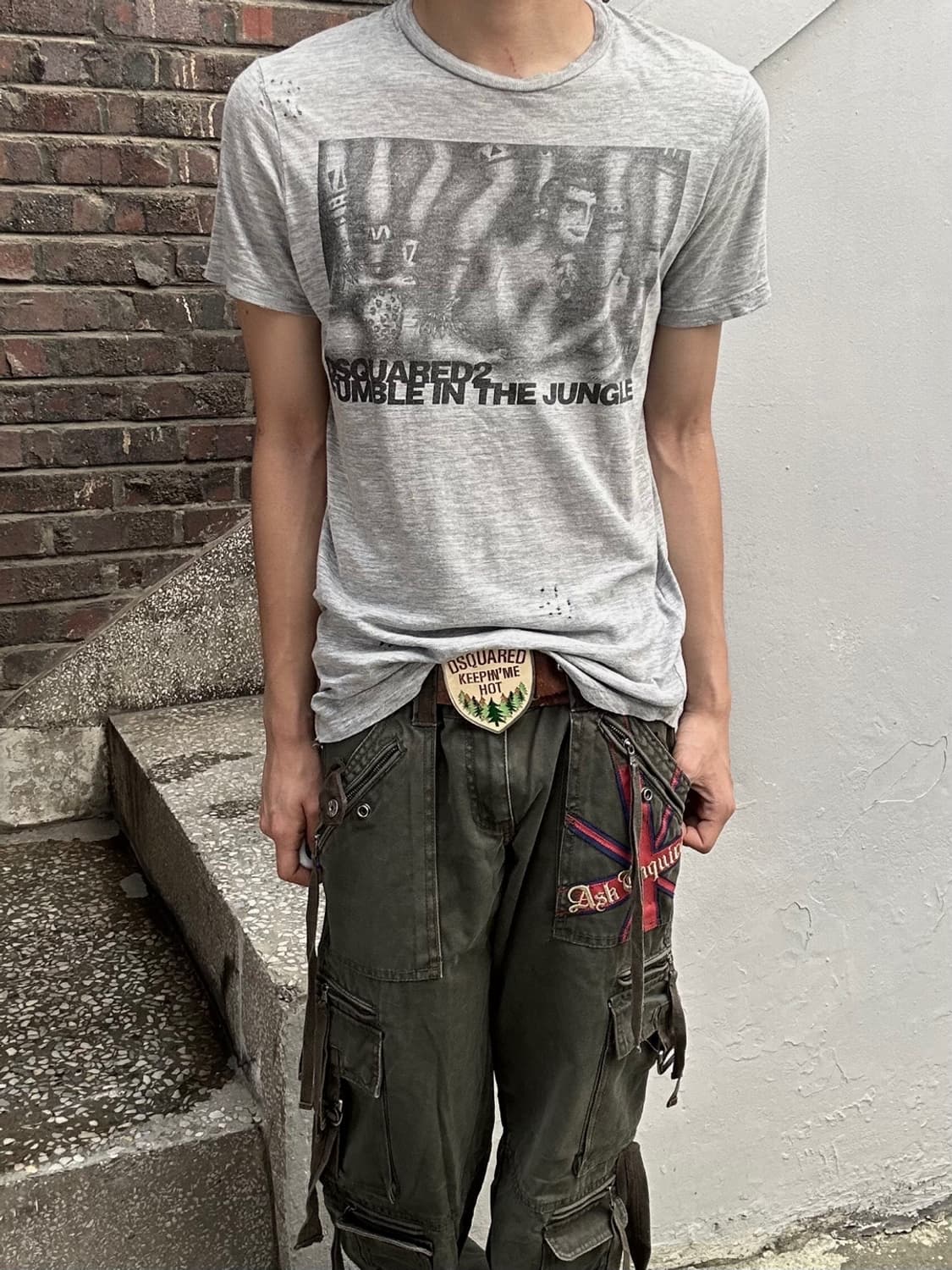 *rare* 디스퀘어드 그런지 프린팅 그레이 티셔츠 상품이미지1