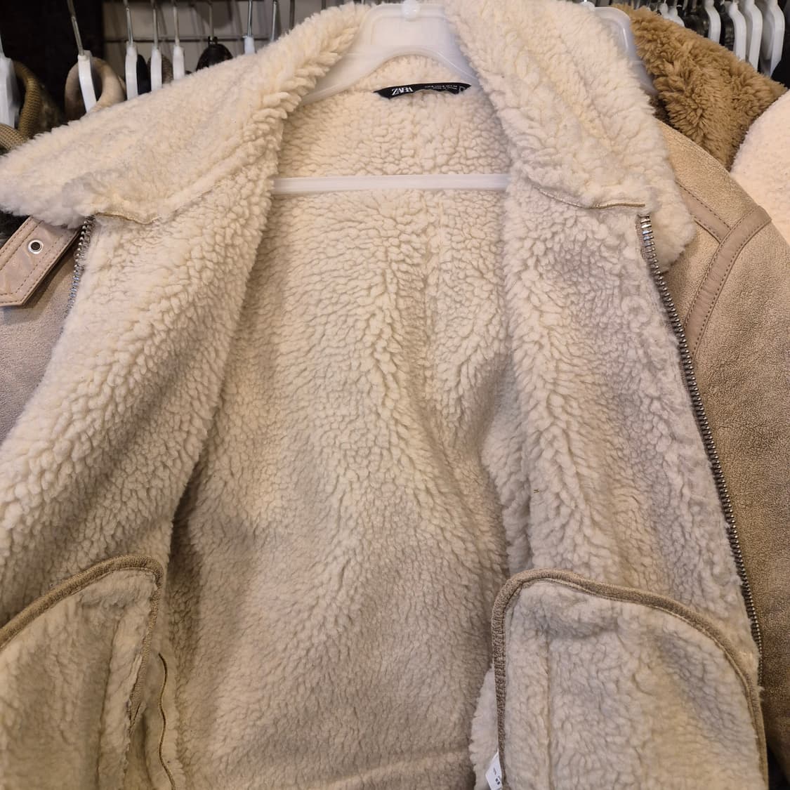 S~M 워싱베이지 무스탕자켓  상품이미지5