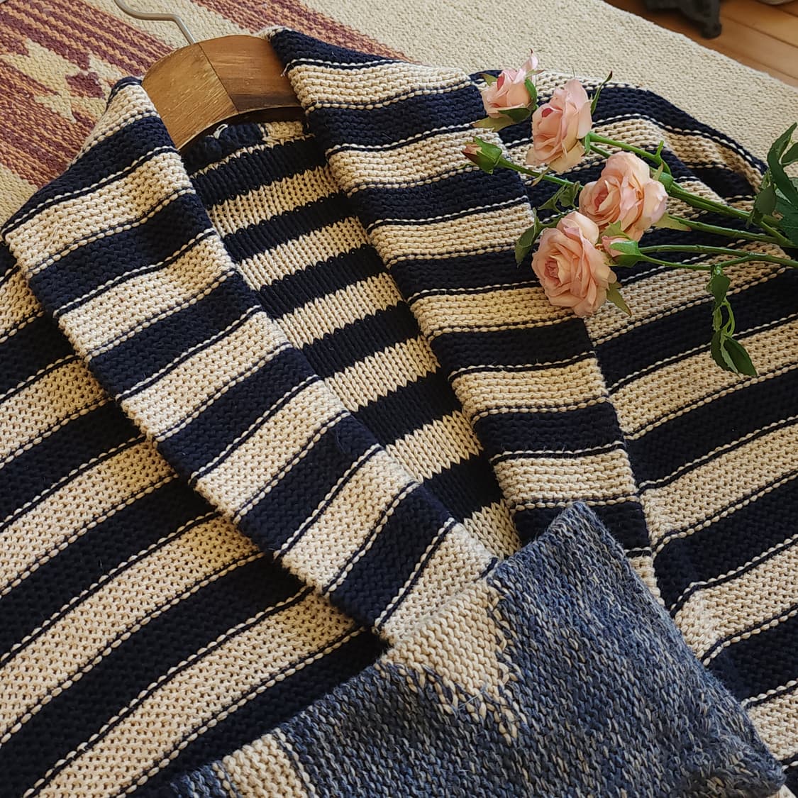 폴로 랄프로렌 가디건 웨스턴 스트라이프 나바호 오픈 롱 가디건 F 상품이미지8