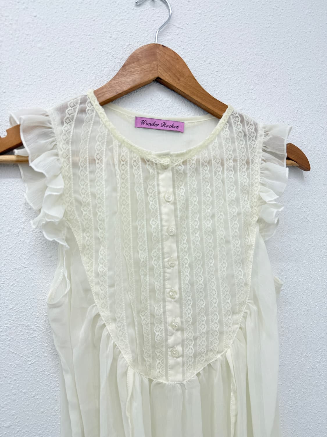 빈티지 Wonder Rocket 레이스 프릴 시스루 슬리브리스 상품이미지5