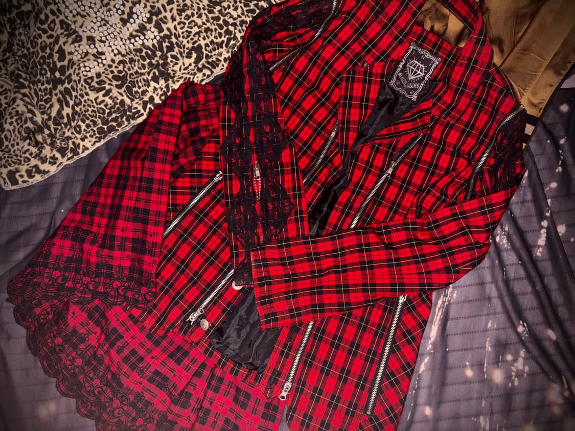 빈티지 캐캐체 아무깔 펑크 아우터 스커트 세트 상품이미지1