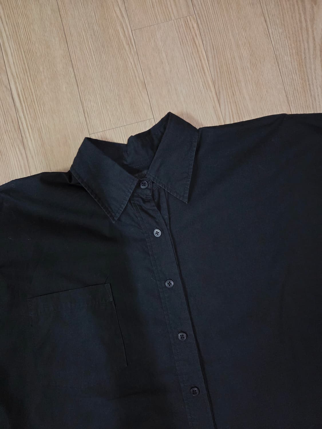 SWD 블랙 SEX 프린트 루즈 숏 셔츠 상품이미지5