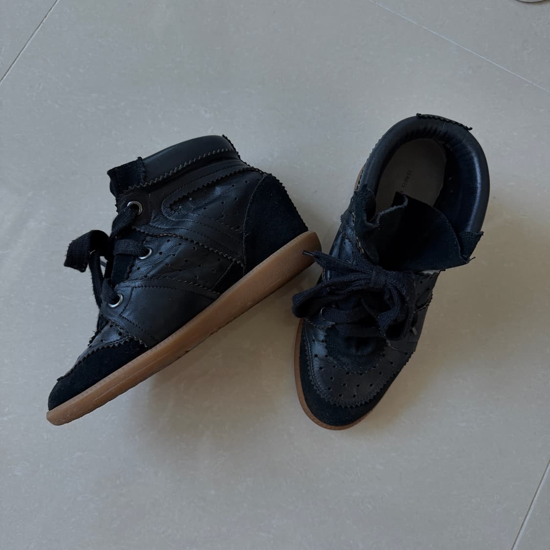 Isabel Marant 이자벨 마랑 바비 레더 스웨이드 믹스 블랙 38 상품이미지2