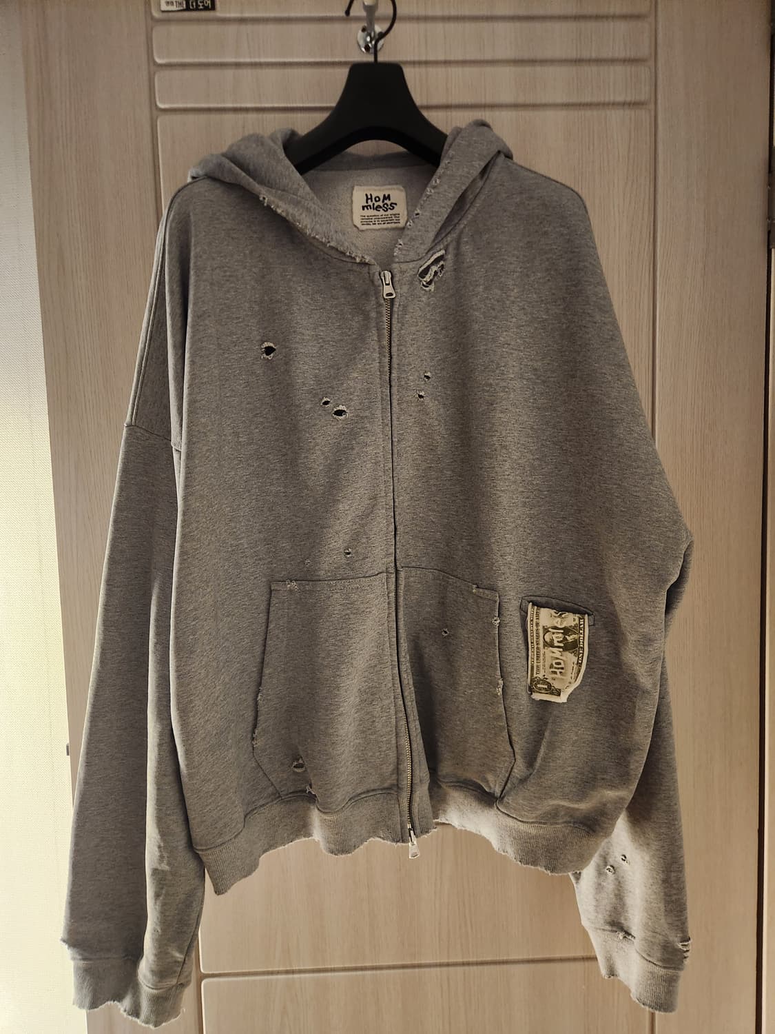 [2] 홈리스 빌포켓 후드 집업 그레이 집업 후드 상품이미지1