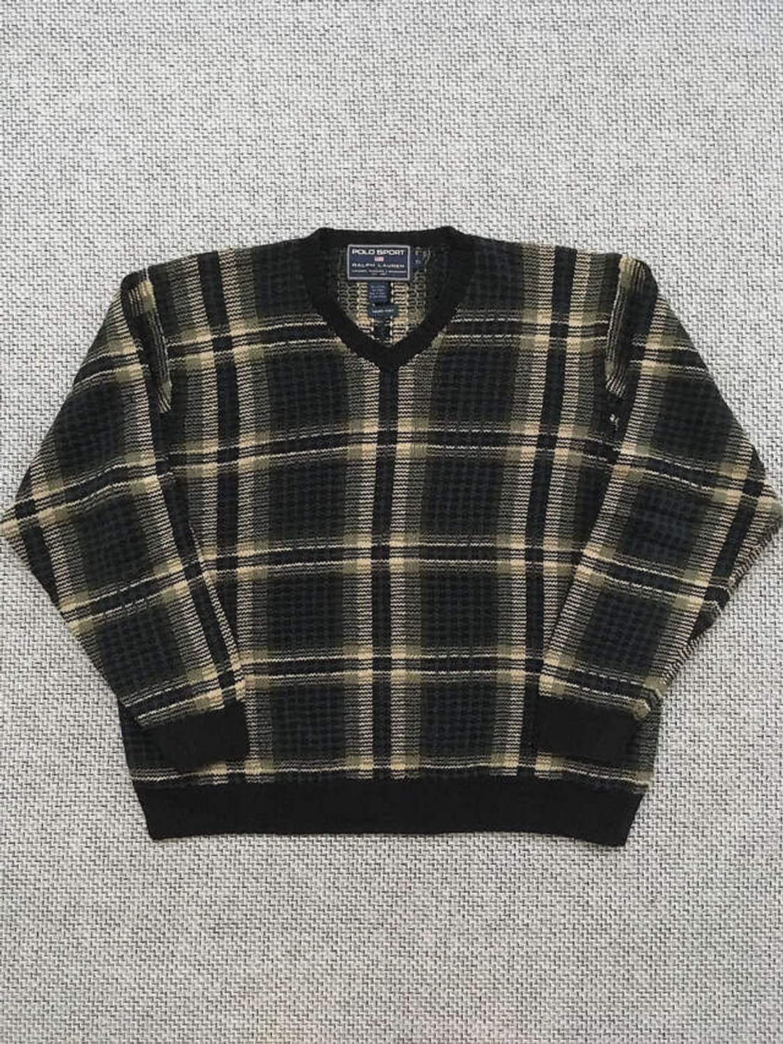 90s plaid check hand knit pullovers 상품이미지5