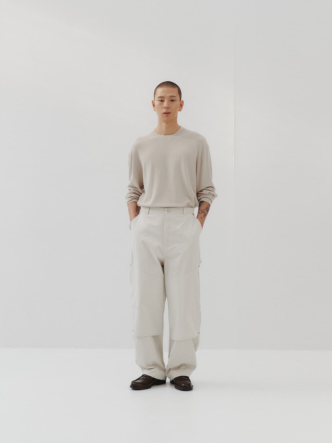 르마드 더블니 코튼 카펜터 팬츠 아이보리 1 사이즈 상품이미지5