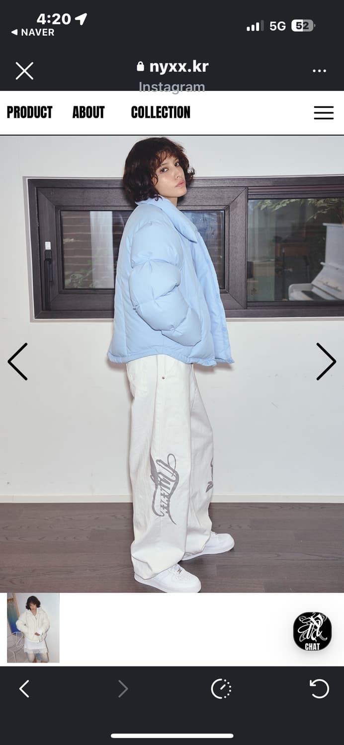 NYXX 커브라인 다운푸퍼 패딩 소라색 상품이미지5