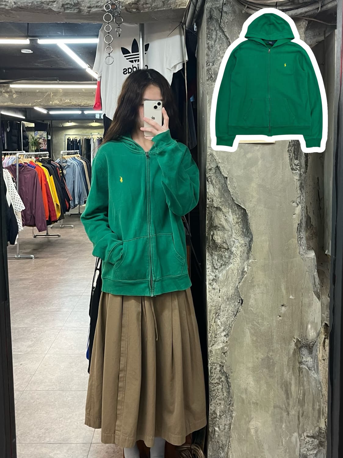 폴로 랄프로렌 기모 후드집업 그린 XL #csz2181 상품이미지1