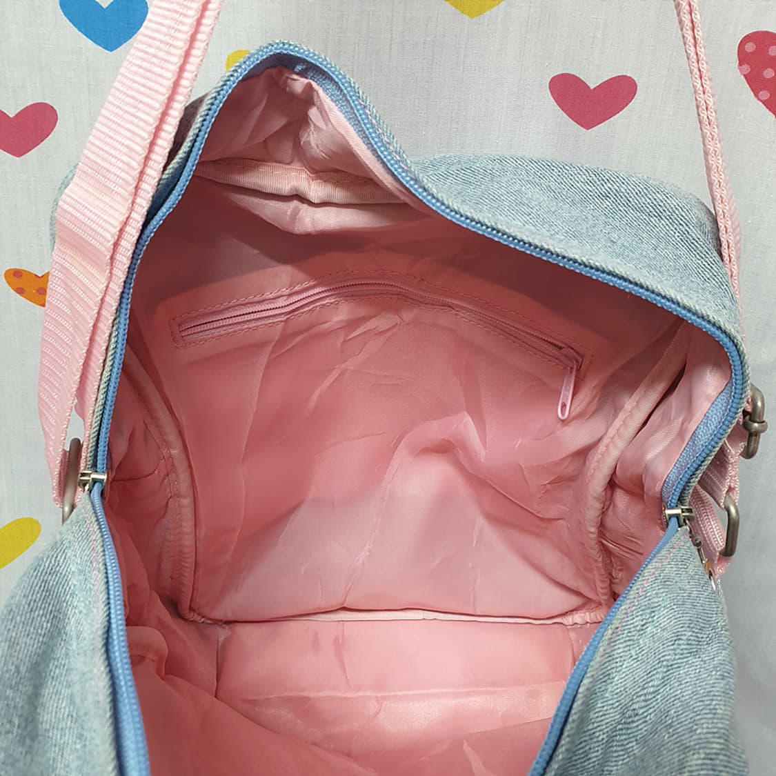데님 자수 하트 플라워 꽃무늬 토끼 래빗 곰돌이 테디베어 가방 크로스백 상품이미지3